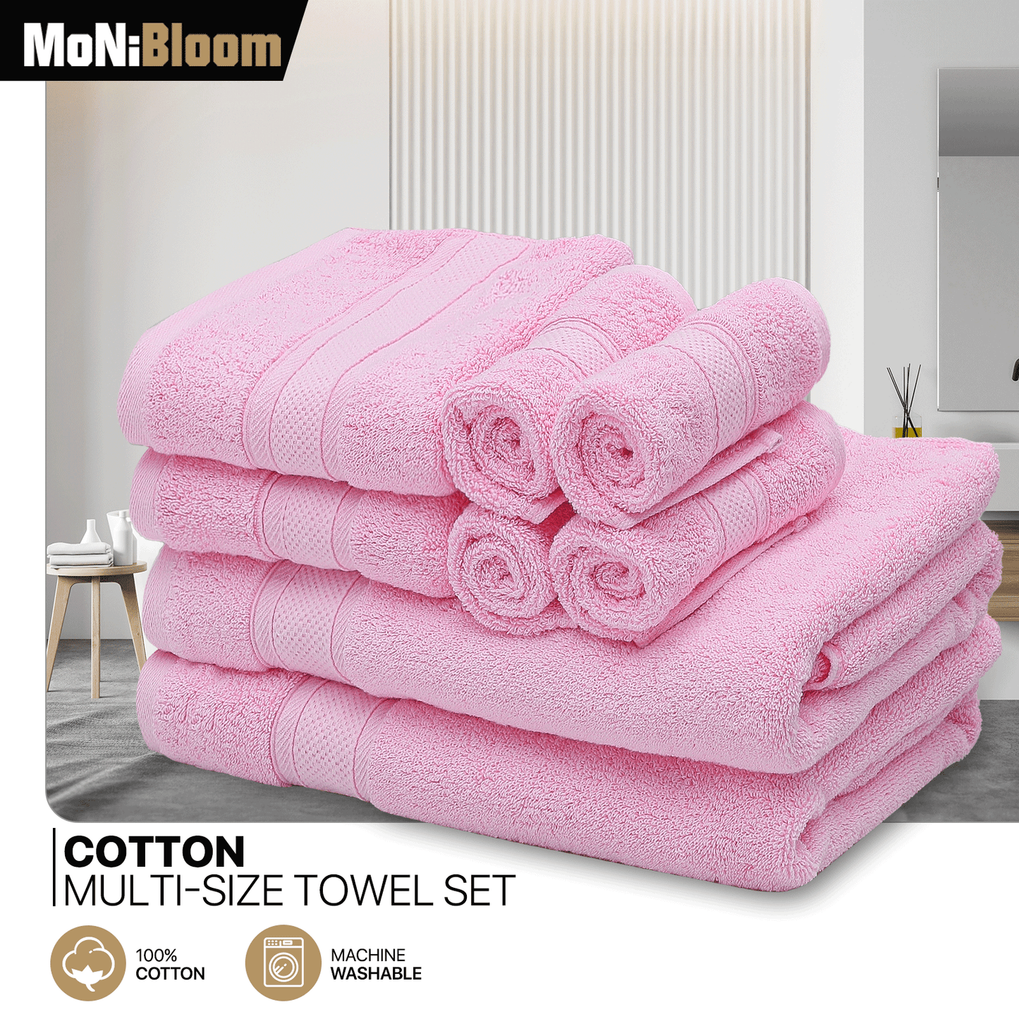 Towel Set - 4*Washcloth + 2*Hand Towel + 2*Bath Towel