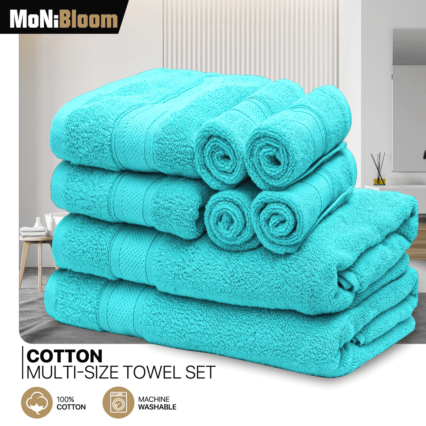 Towel Set - 4*Washcloth + 2*Hand Towel + 2*Bath Towel