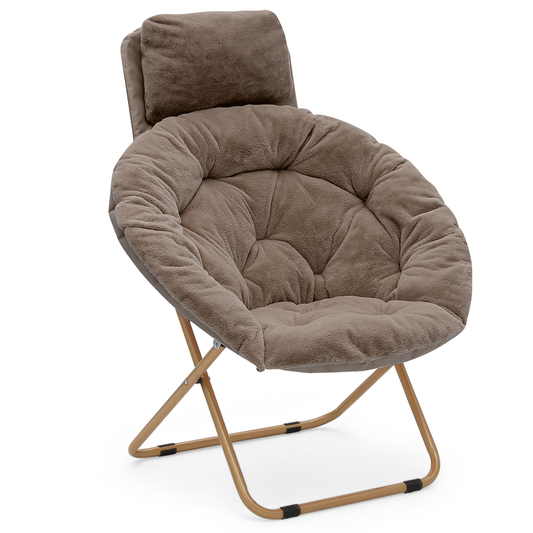 Folding Saucer Chair - Removable Headrest - 33" x 26.5" x 40"