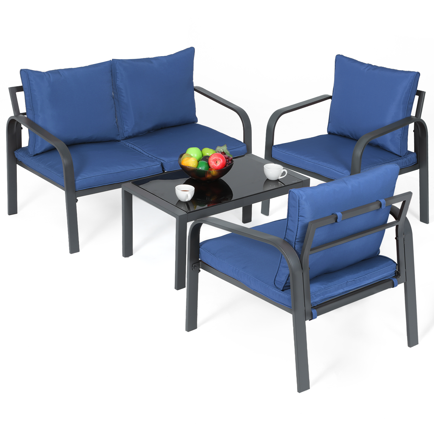 Teslin Cloth Patio Set - - 3 Chair, 1 Table