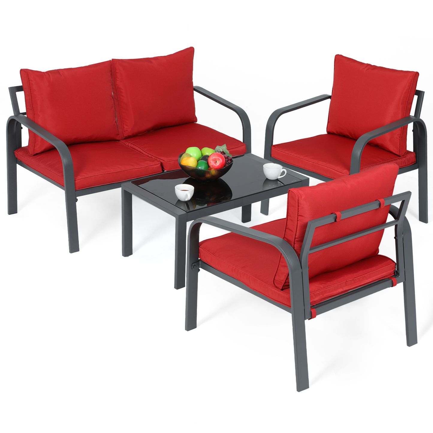 Teslin Cloth Patio Set - - 3 Chair, 1 Table