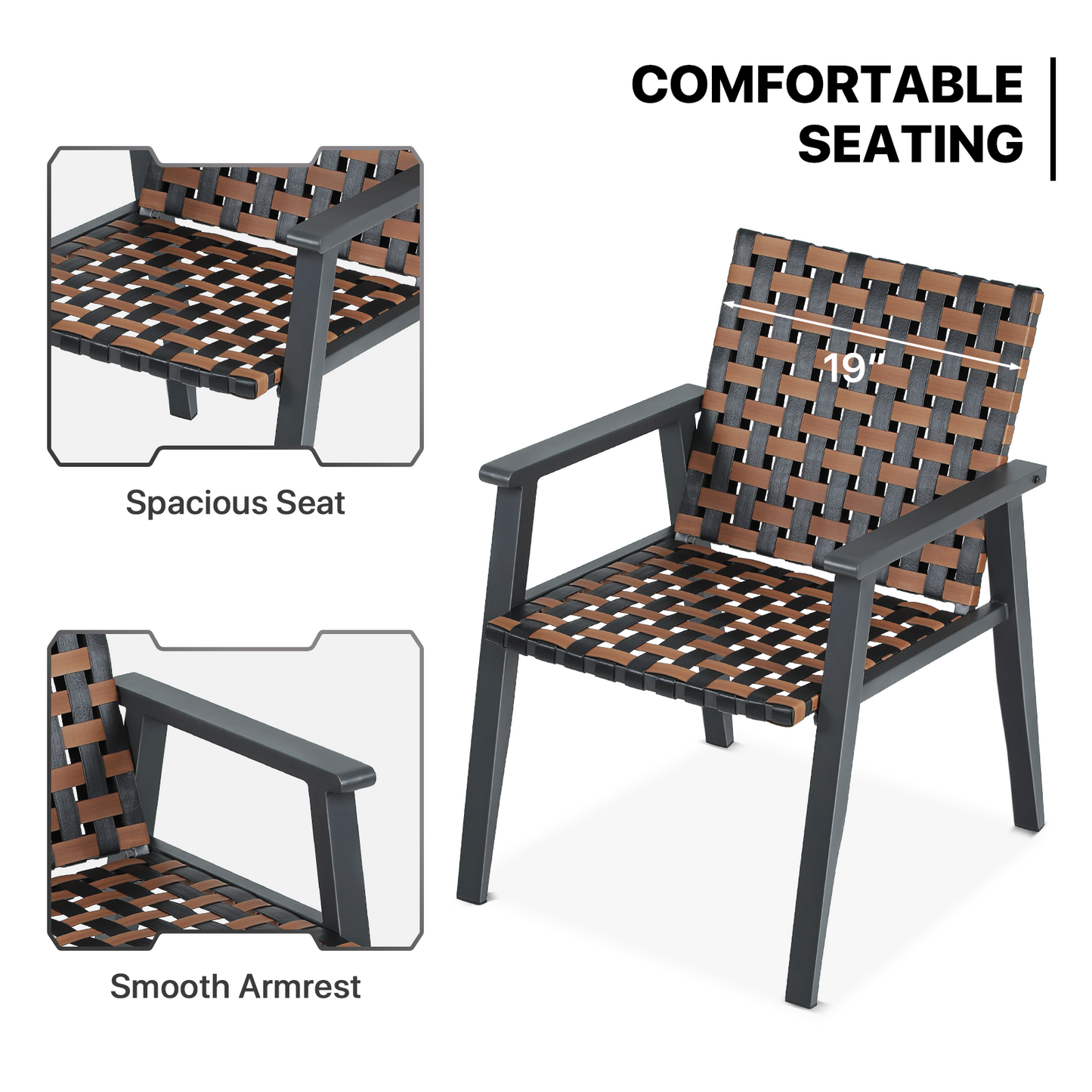 Patio Set - PE Rattan - 2 Chair, 1 Table - Black