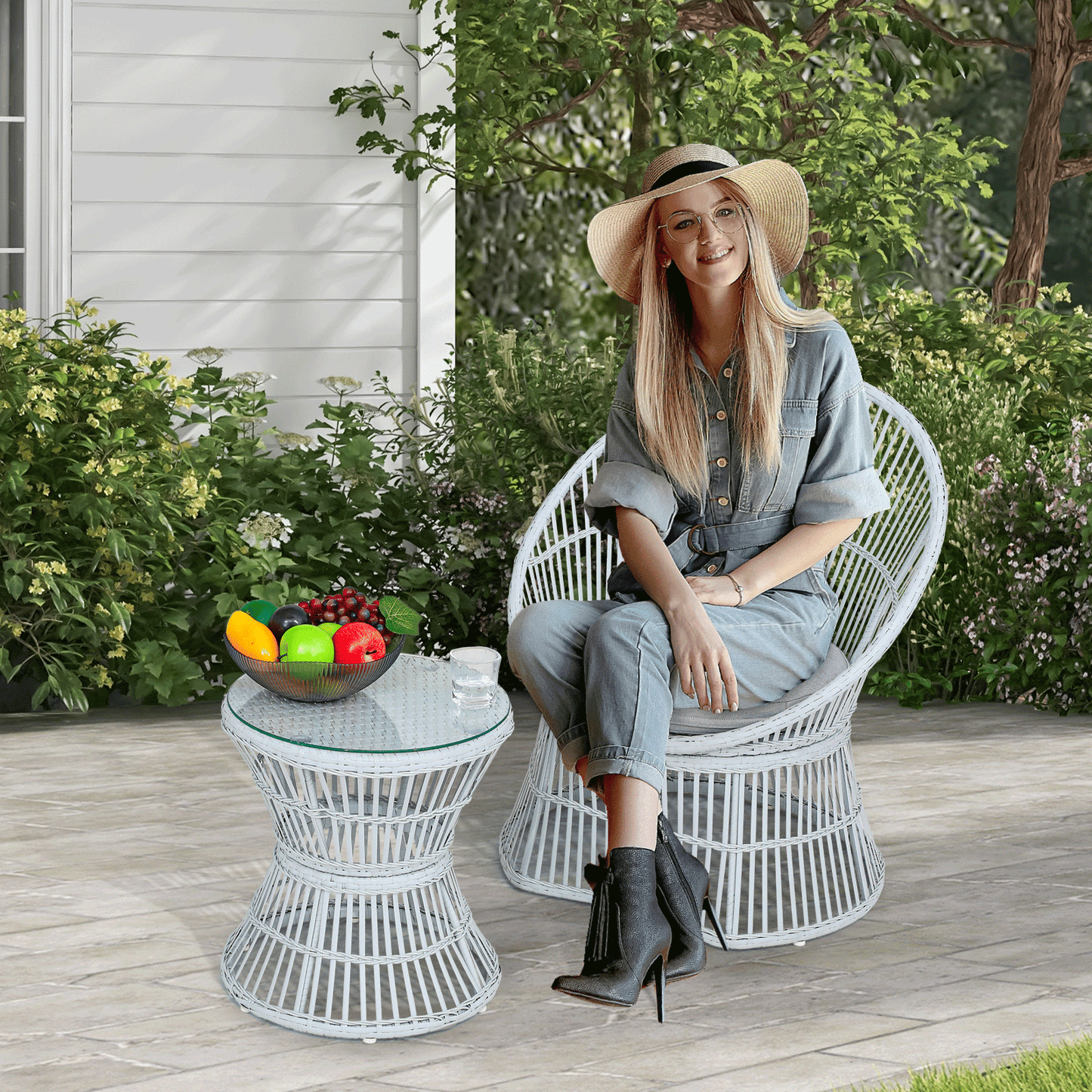 PE Rattan Patio Set - 2 Chair ,1 Table