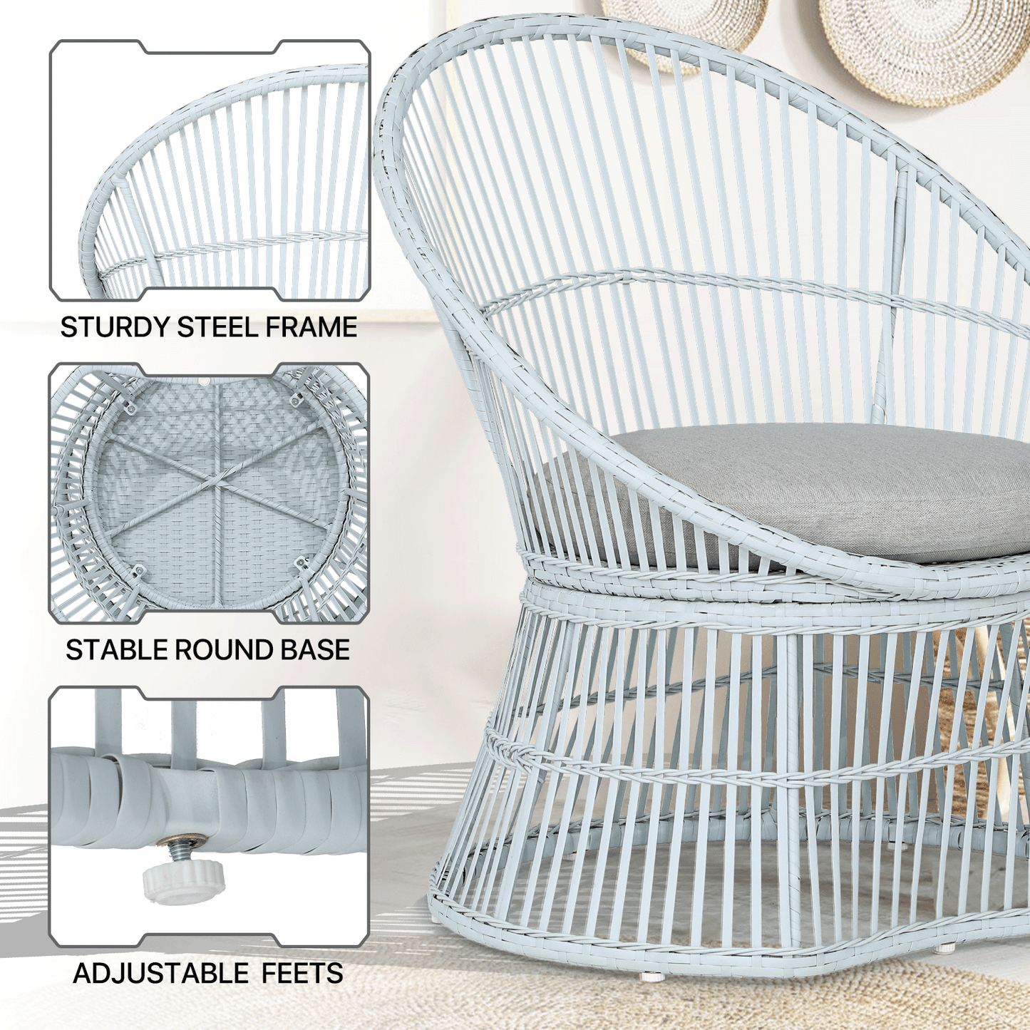 PE Rattan Patio Set - 2 Chair ,1 Table