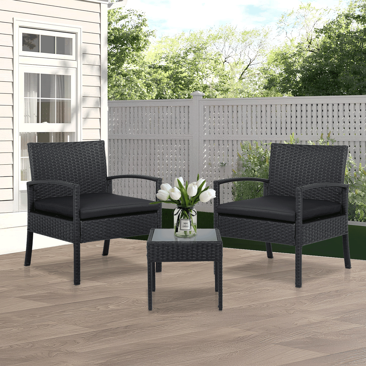 PE Rattan Patio Set - 2 Chair ,1 Table