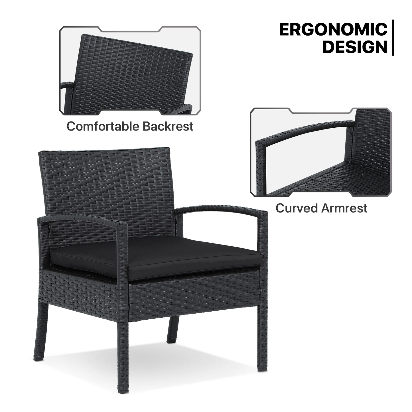PE Rattan Patio Set - 2 Chair ,1 Table