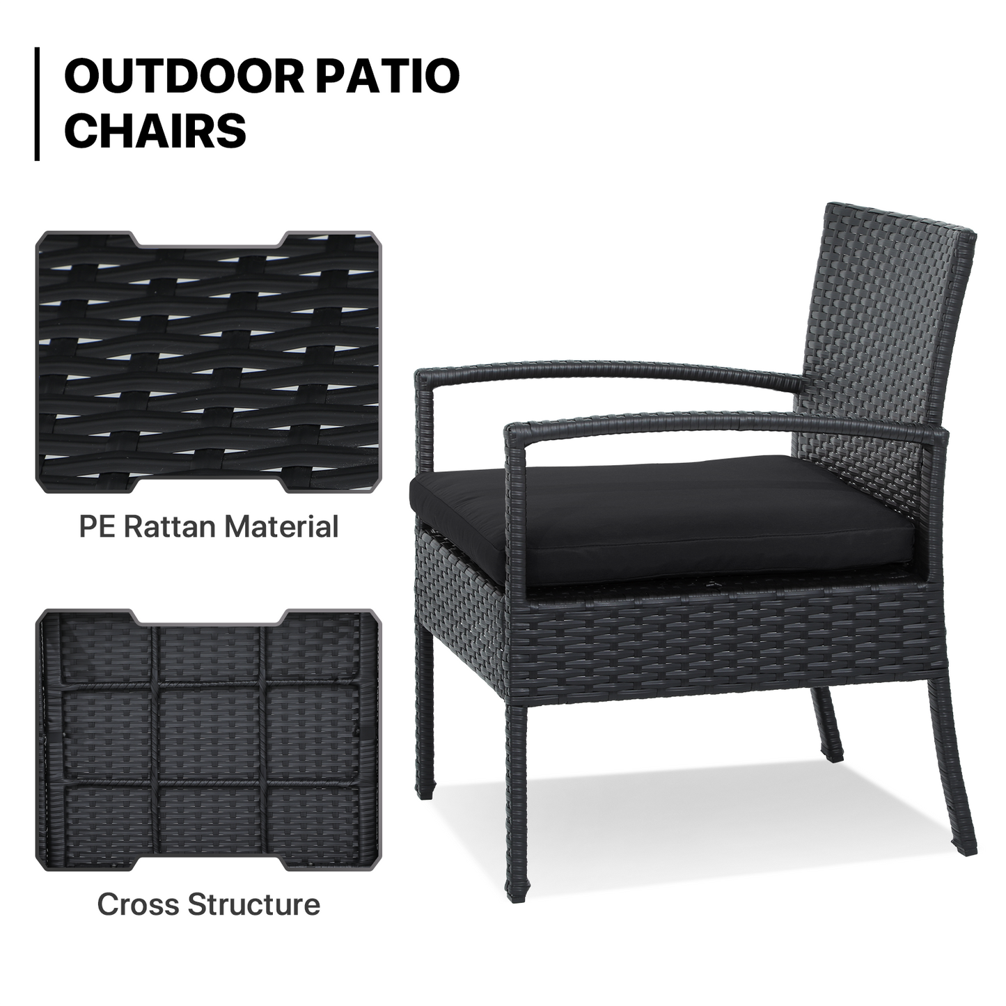 PE Rattan Patio Set - 2 Chair ,1 Table