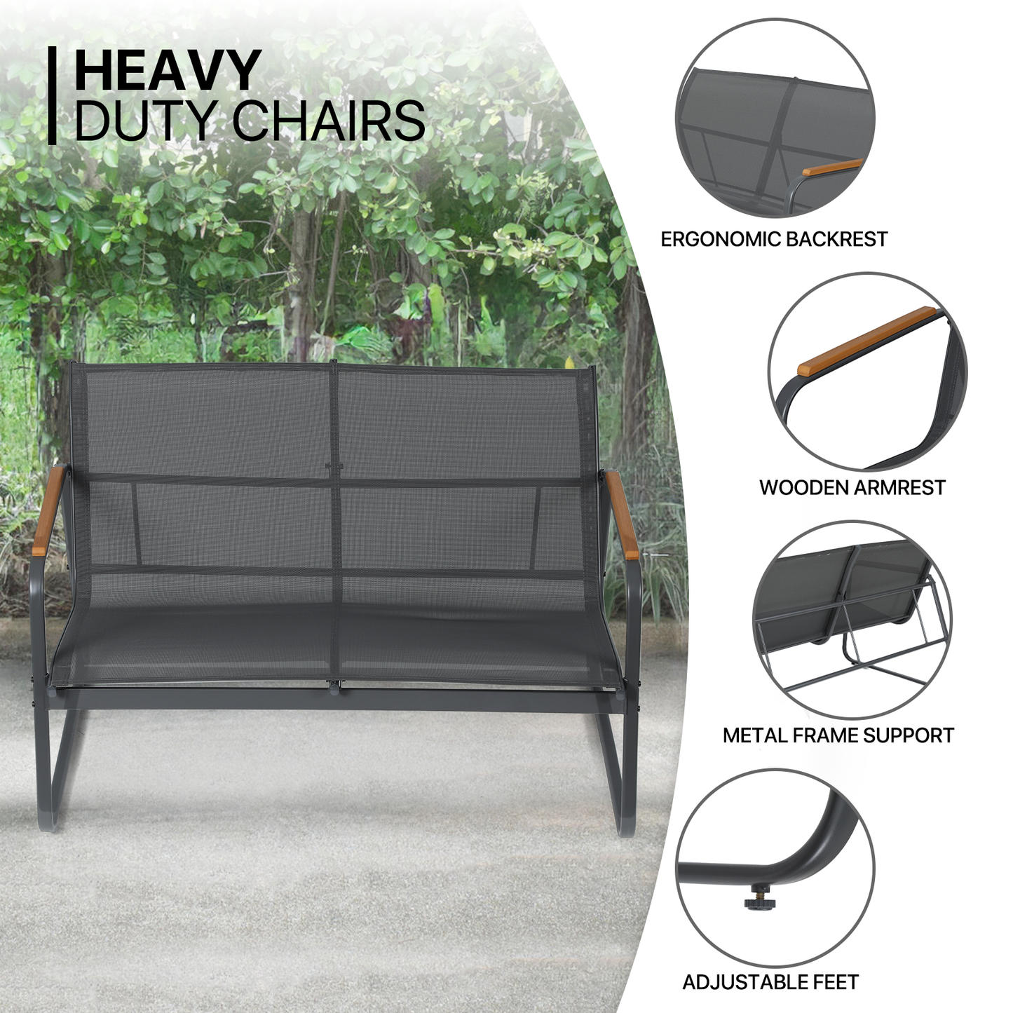 Teslin Cloth Patio Set - 3Chair,1 Table