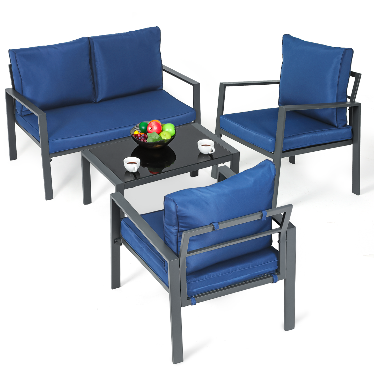Teslin Cloth Patio Set - 3 Chair, 1 Table