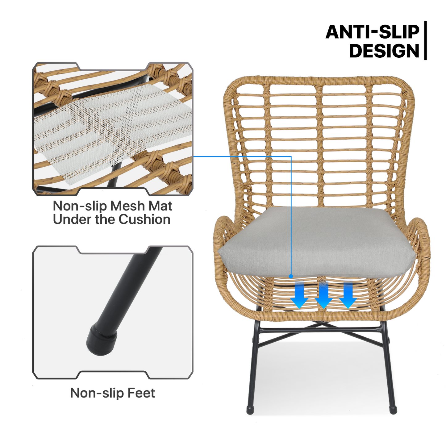 Teslin Cloth Patio Set - 2 Chair, 1 Table
