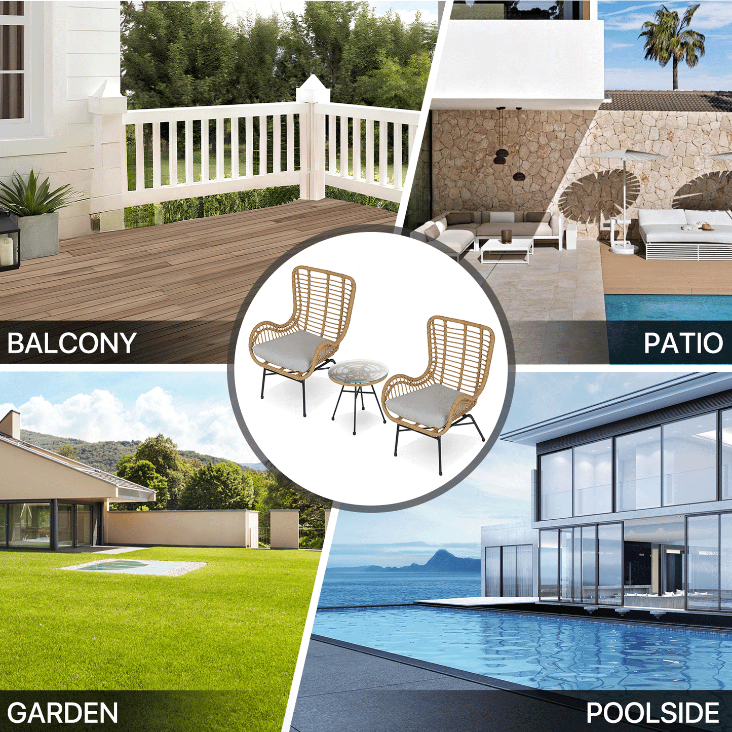 Teslin Cloth Patio Set - 2 Chair, 1 Table