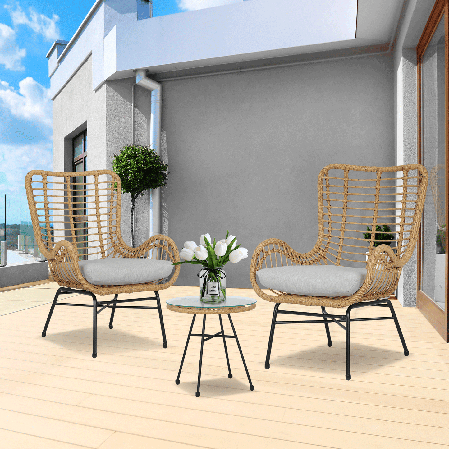 Teslin Cloth Patio Set - 2 Chair, 1 Table