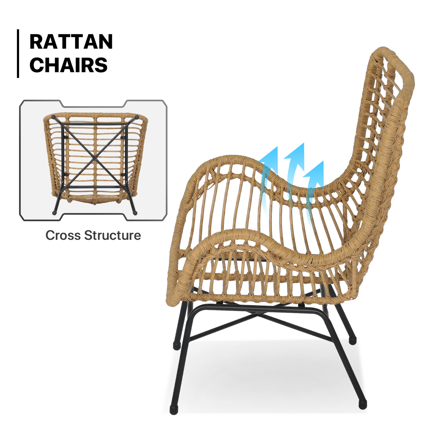 Teslin Cloth Patio Set - 2 Chair, 1 Table