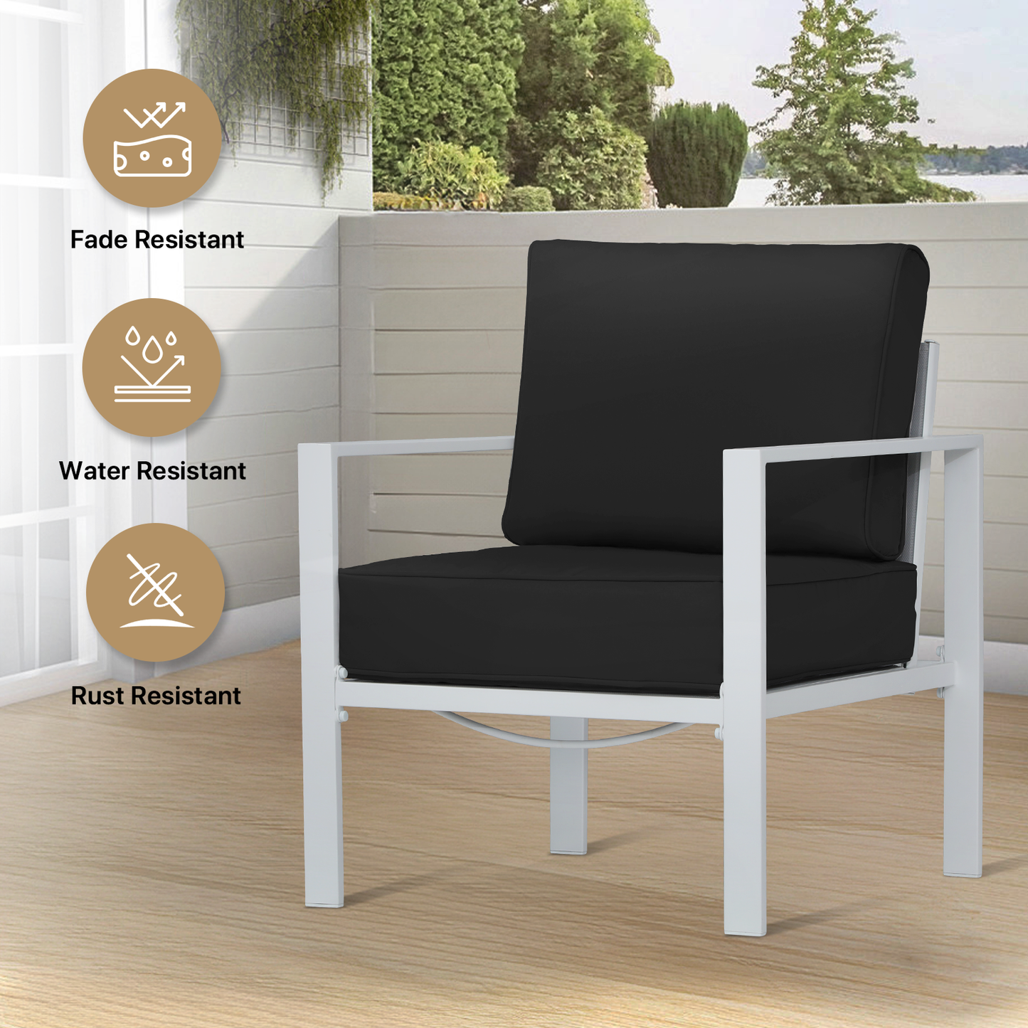Teslin Cloth Patio Set - 2 Single Chair, 1 Double Chair,1 Table