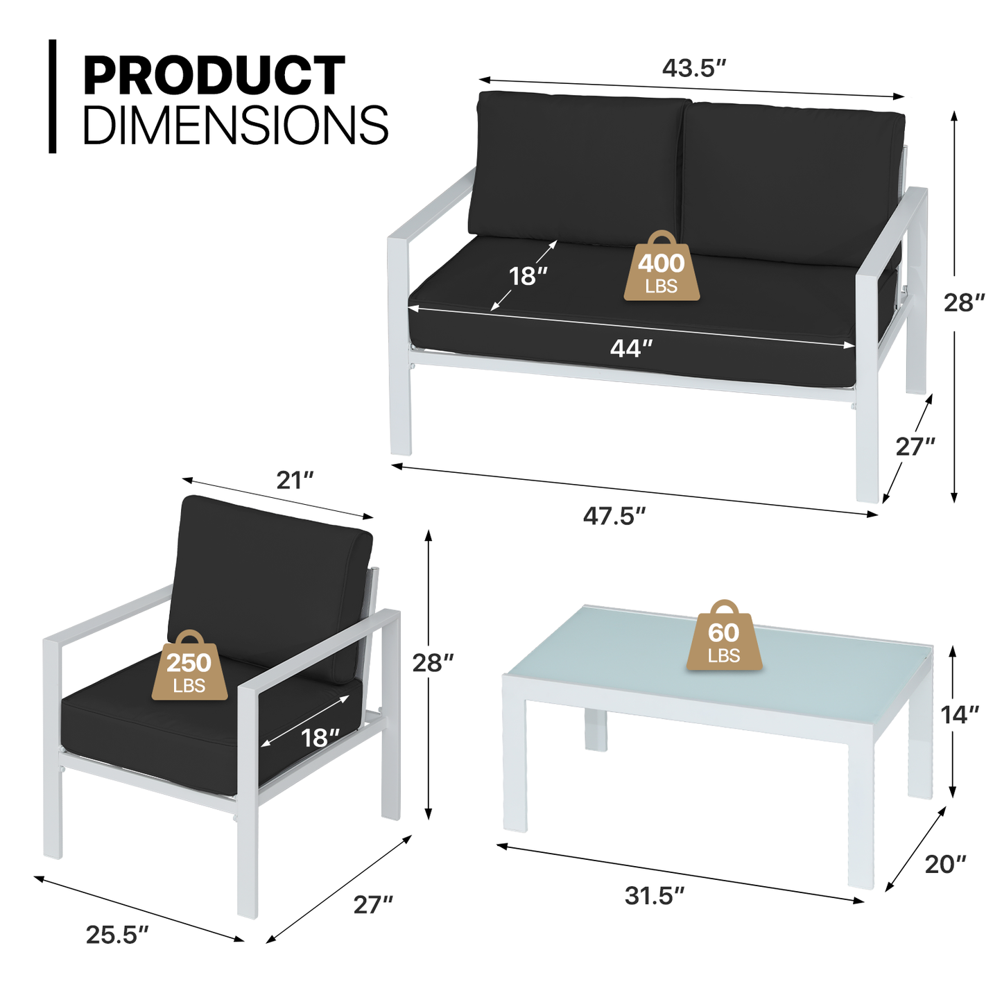 Teslin Cloth Patio Set - 2 Single Chair, 1 Double Chair,1 Table