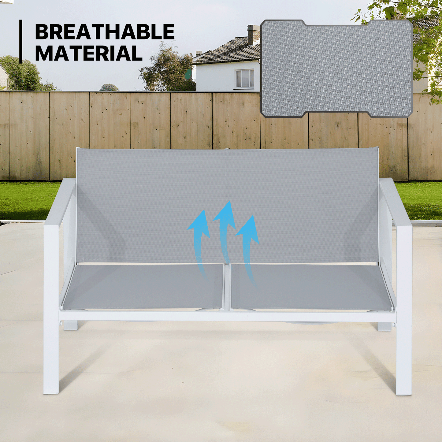 Teslin Cloth Patio Set - 2 Single Chair, 1 Double Chair,1 Table