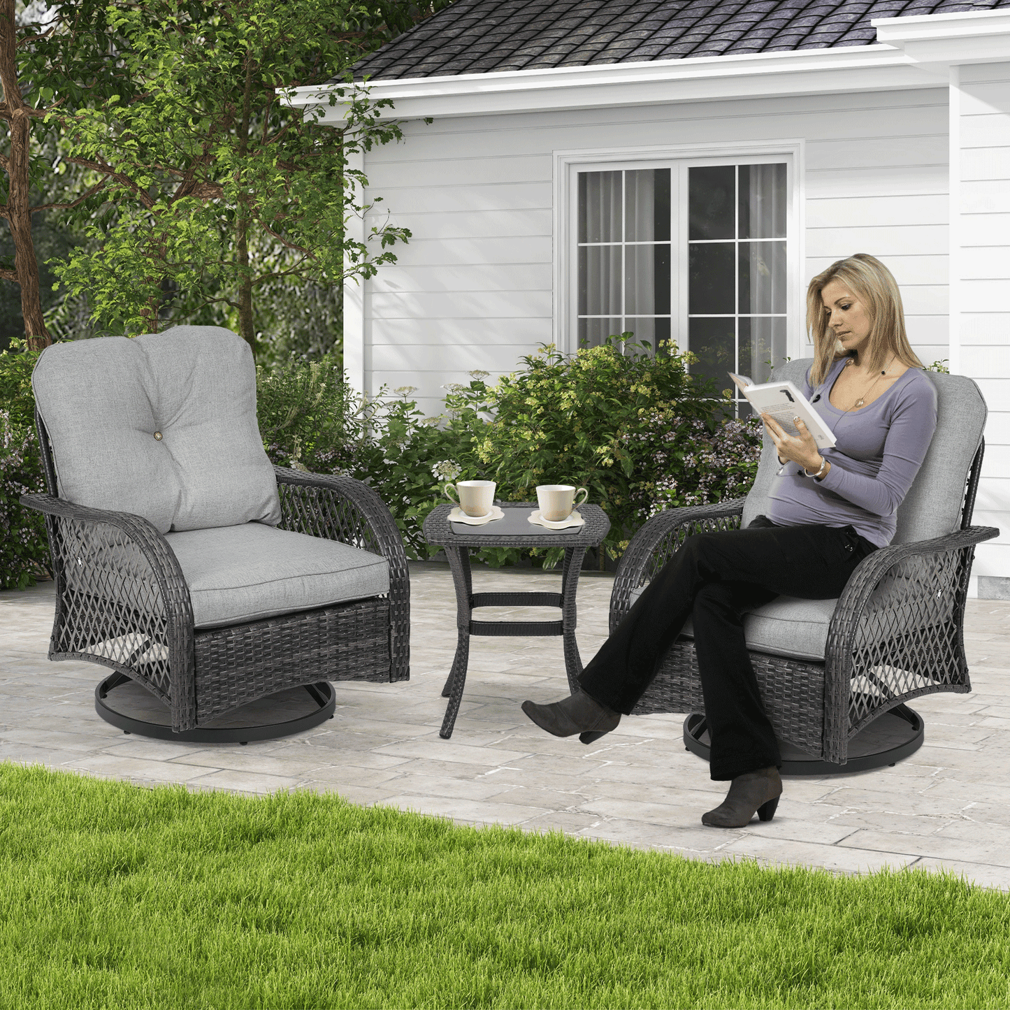 Teslin Cloth Patio Set - 2 Chair, 1 Table