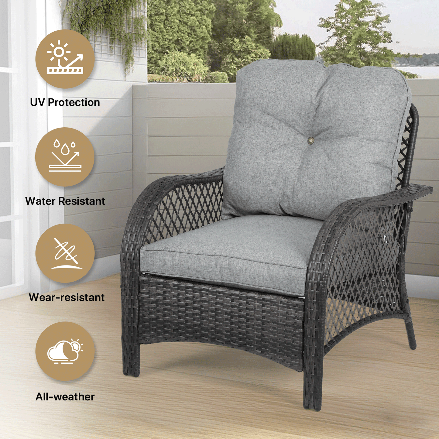 Teslin Cloth Patio Set - 2 Chair, 1 Table