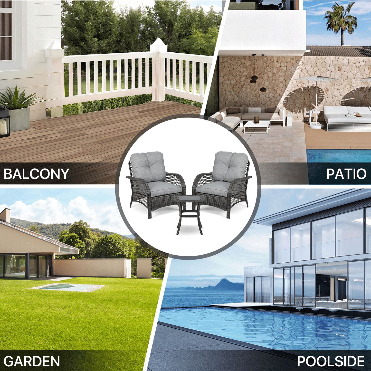 Teslin Cloth Patio Set - 2 Chair, 1 Table