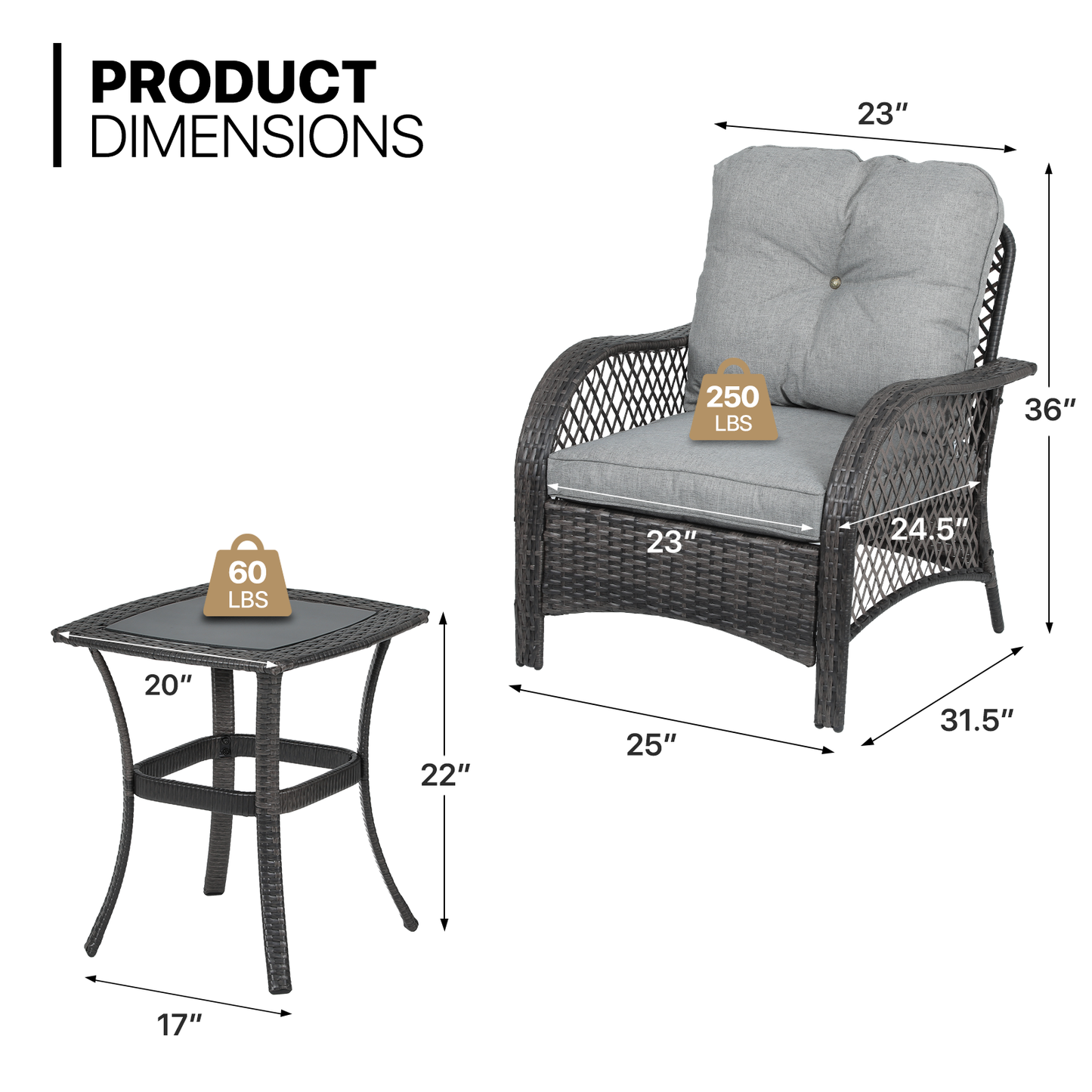 Teslin Cloth Patio Set - 2 Chair, 1 Table