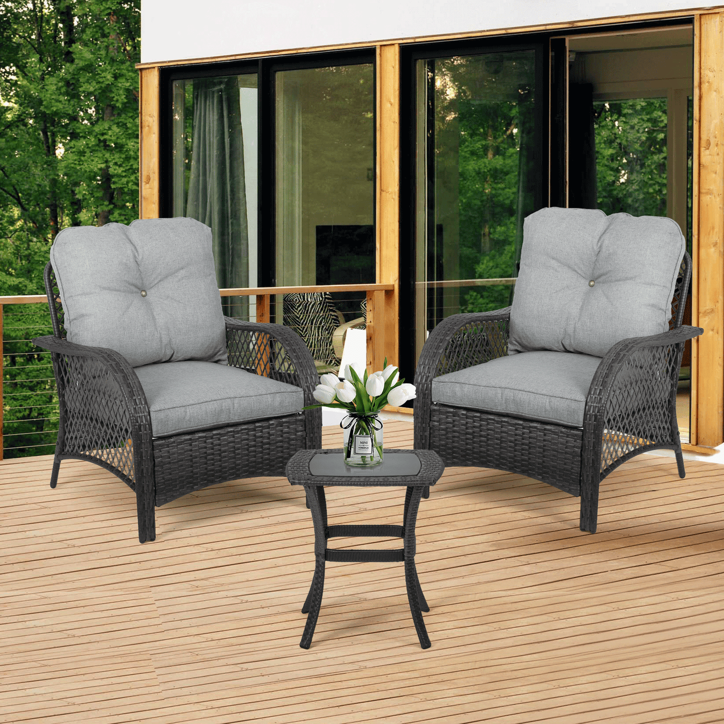 Teslin Cloth Patio Set - 2 Chair, 1 Table