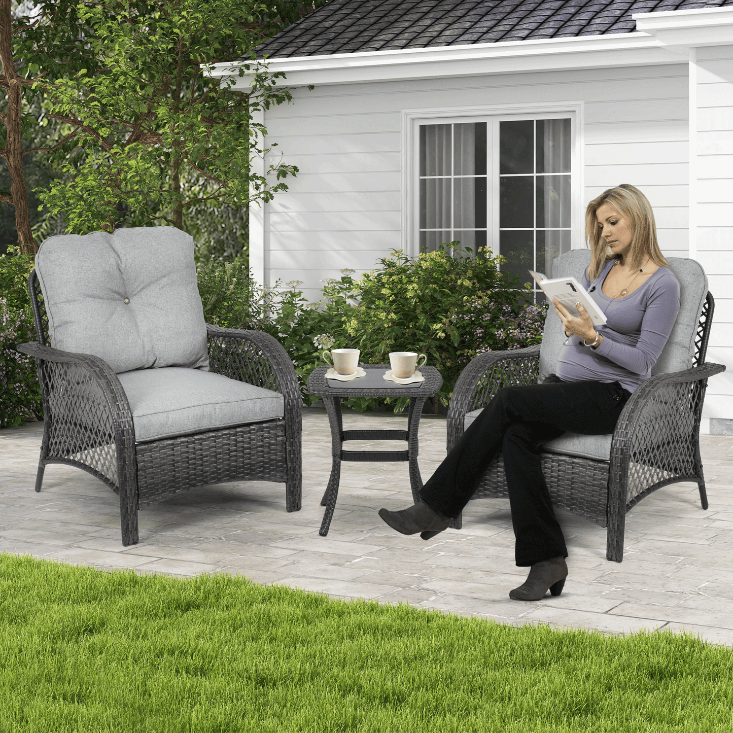 Teslin Cloth Patio Set - 2 Chair, 1 Table