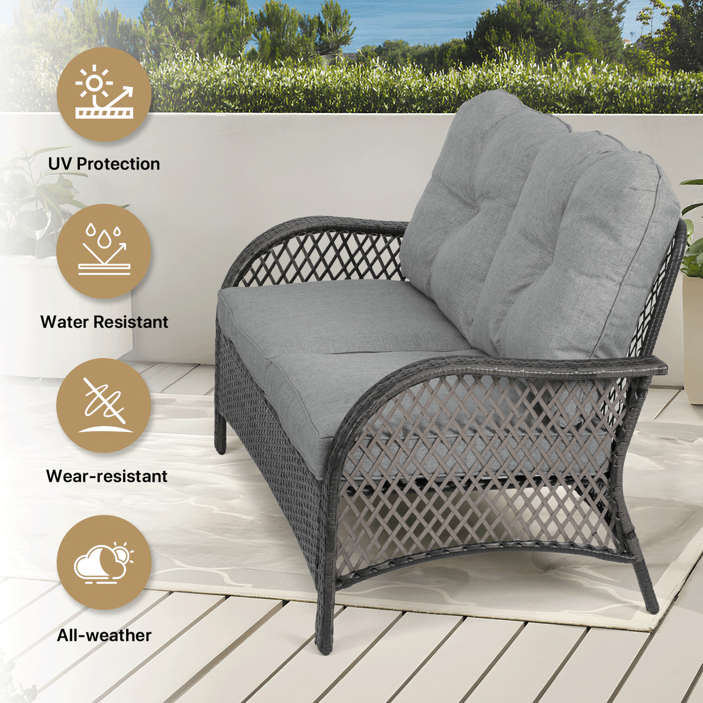 Patio Set - 1 Double Chair, 1 Table