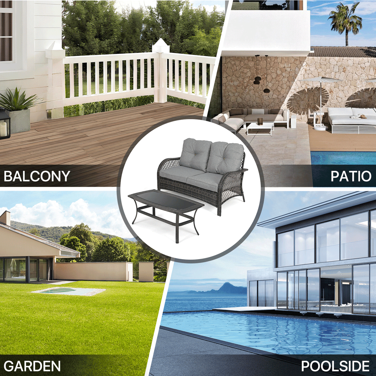 Patio Set - 1 Double Chair, 1 Table