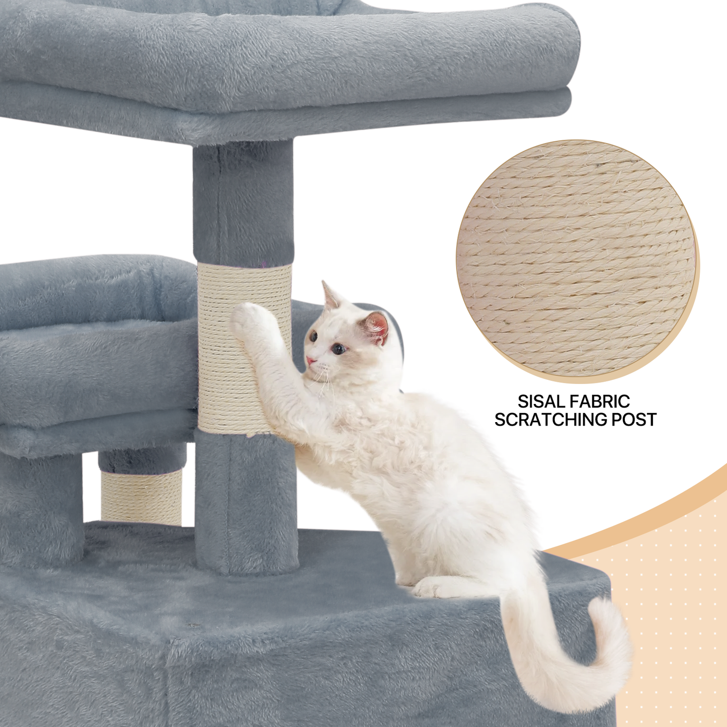 Cat Tree - 57.5'' Height - w/Hammock, Basket Lounge