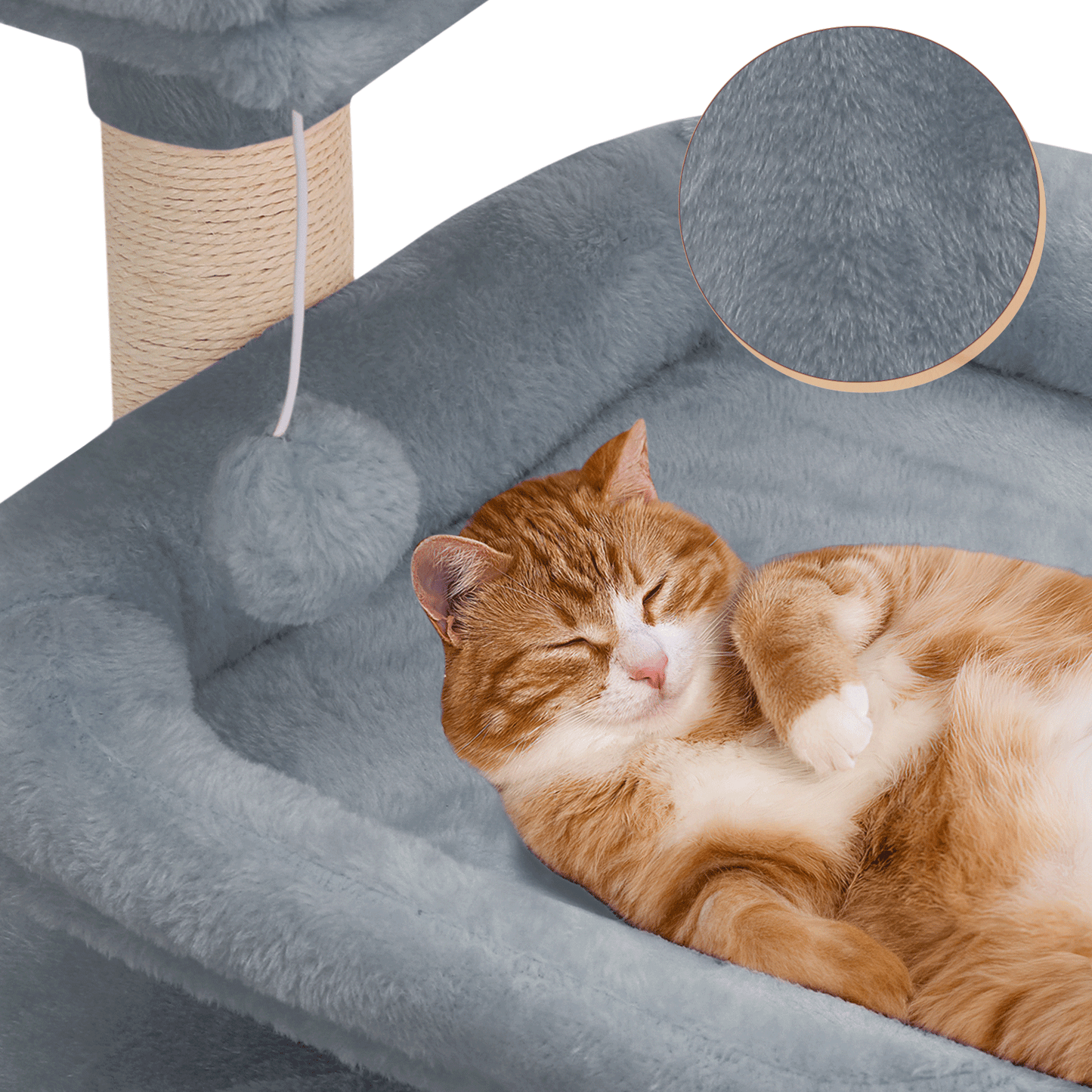 Cat Tree - 57.5'' Height - w/Hammock, Basket Lounge