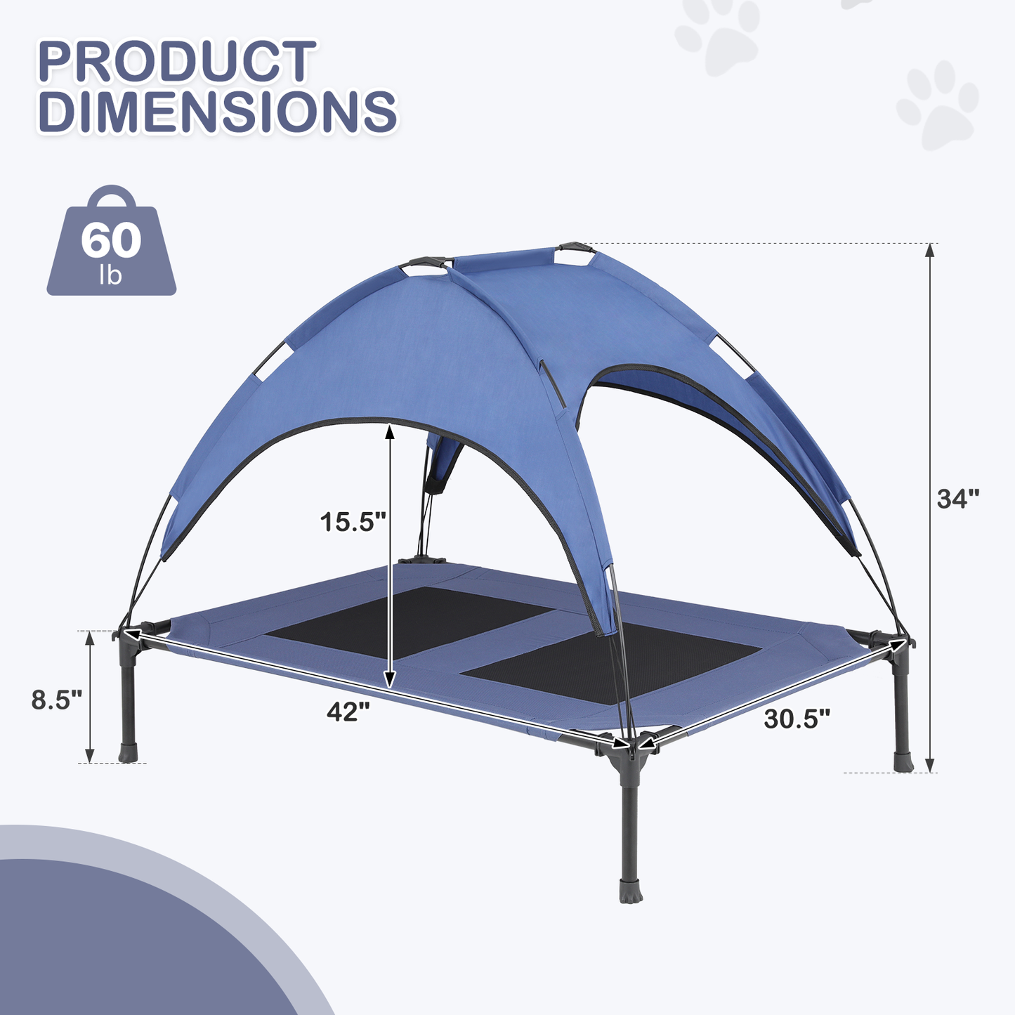 Pet Bed - w/ Canopy - Grey