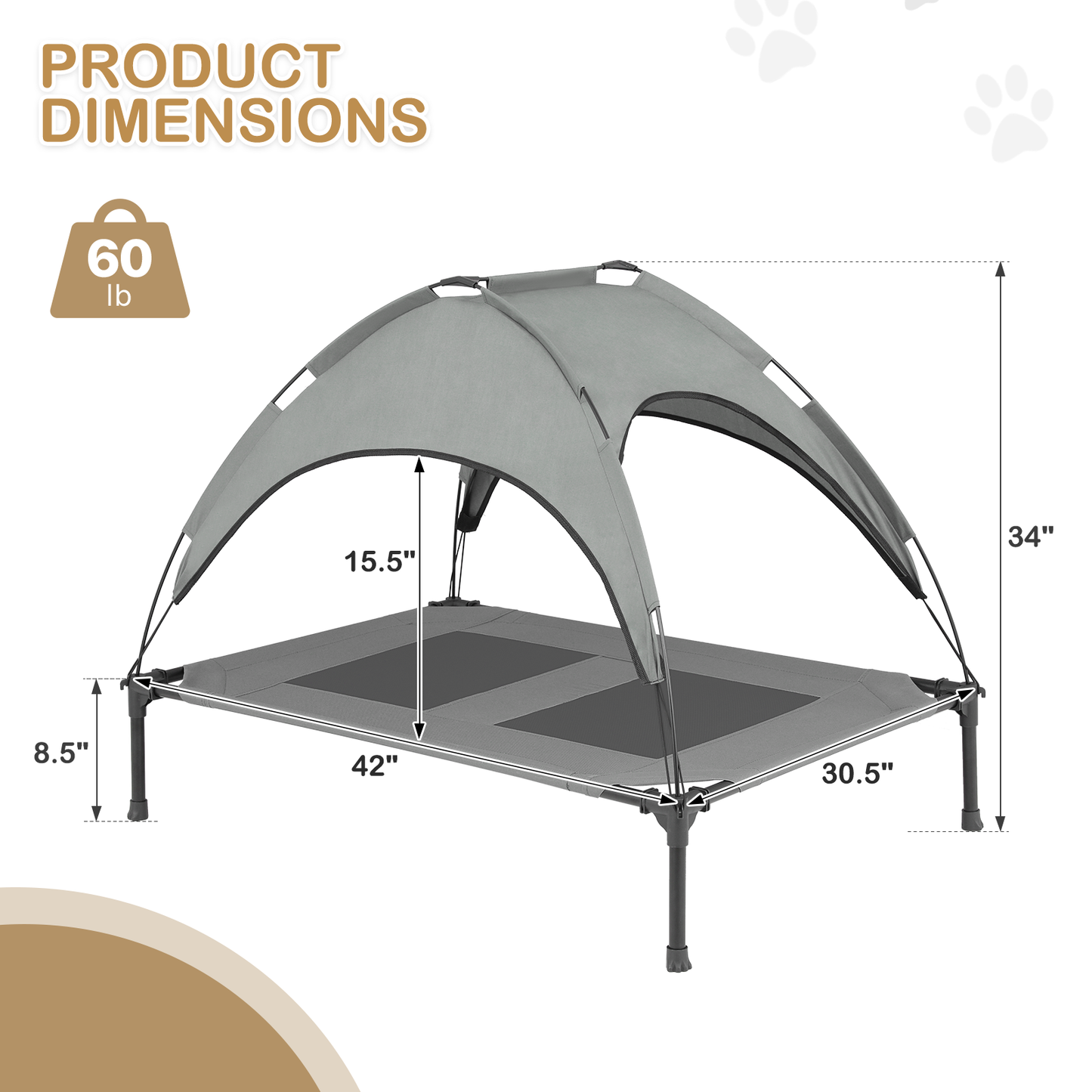 Pet Bed - w/ Canopy - Grey