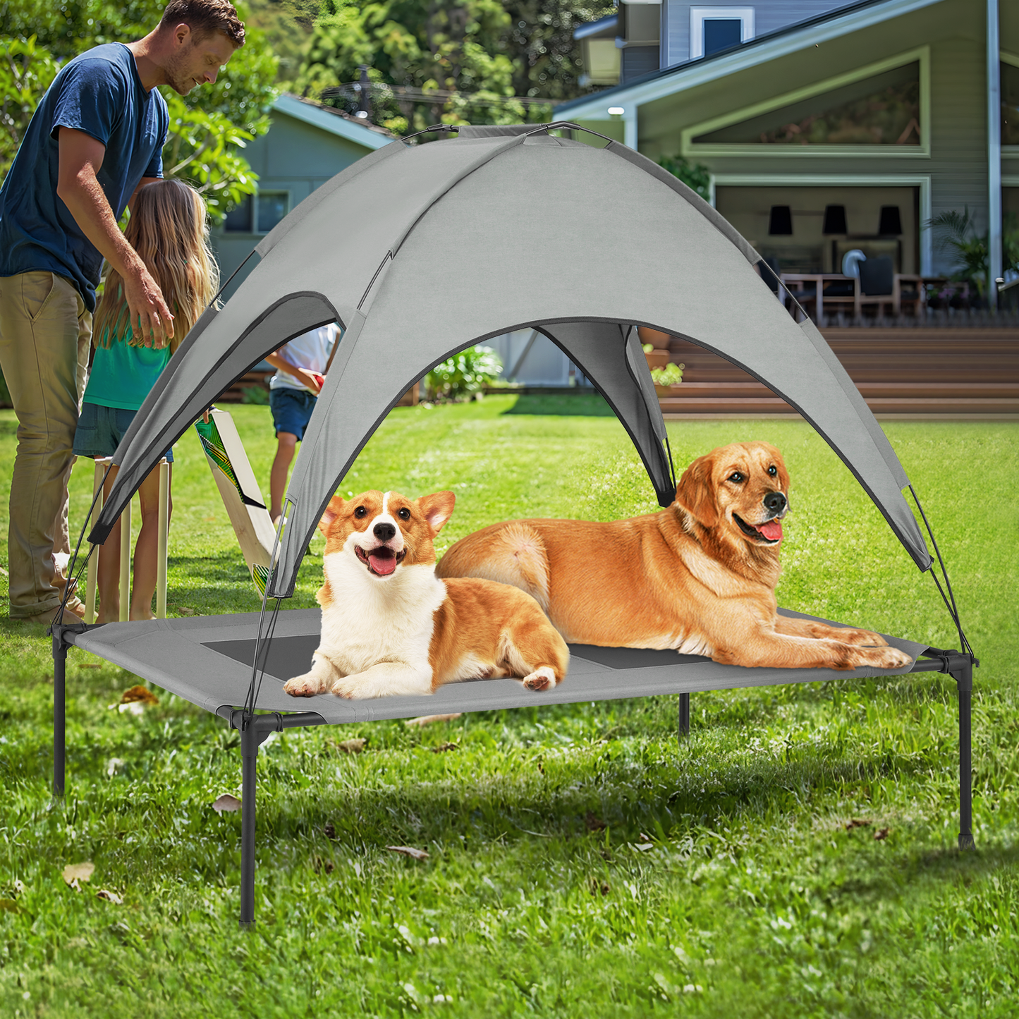 Pet Bed - w/ Canopy - Grey