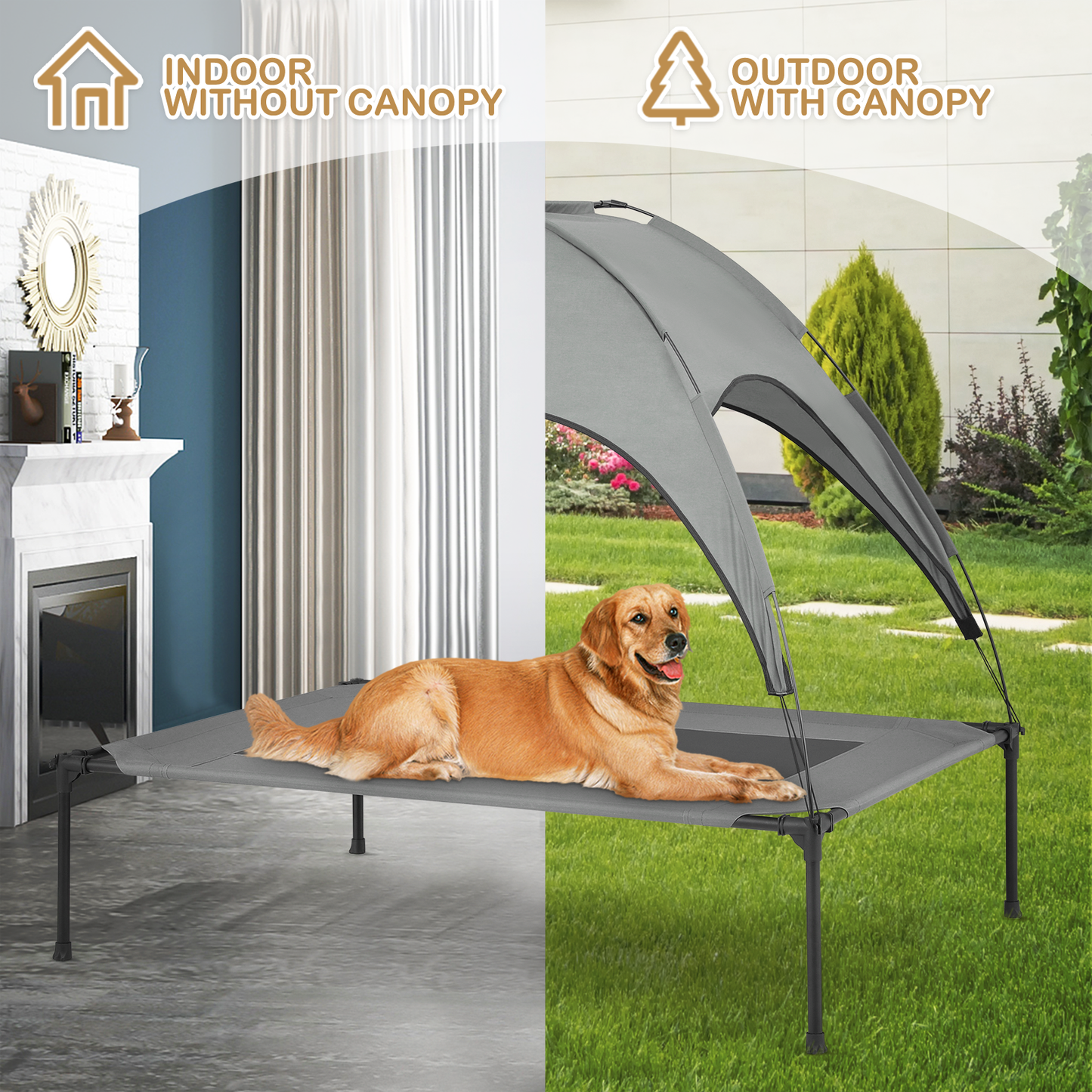 Pet Bed - w/ Canopy - Grey