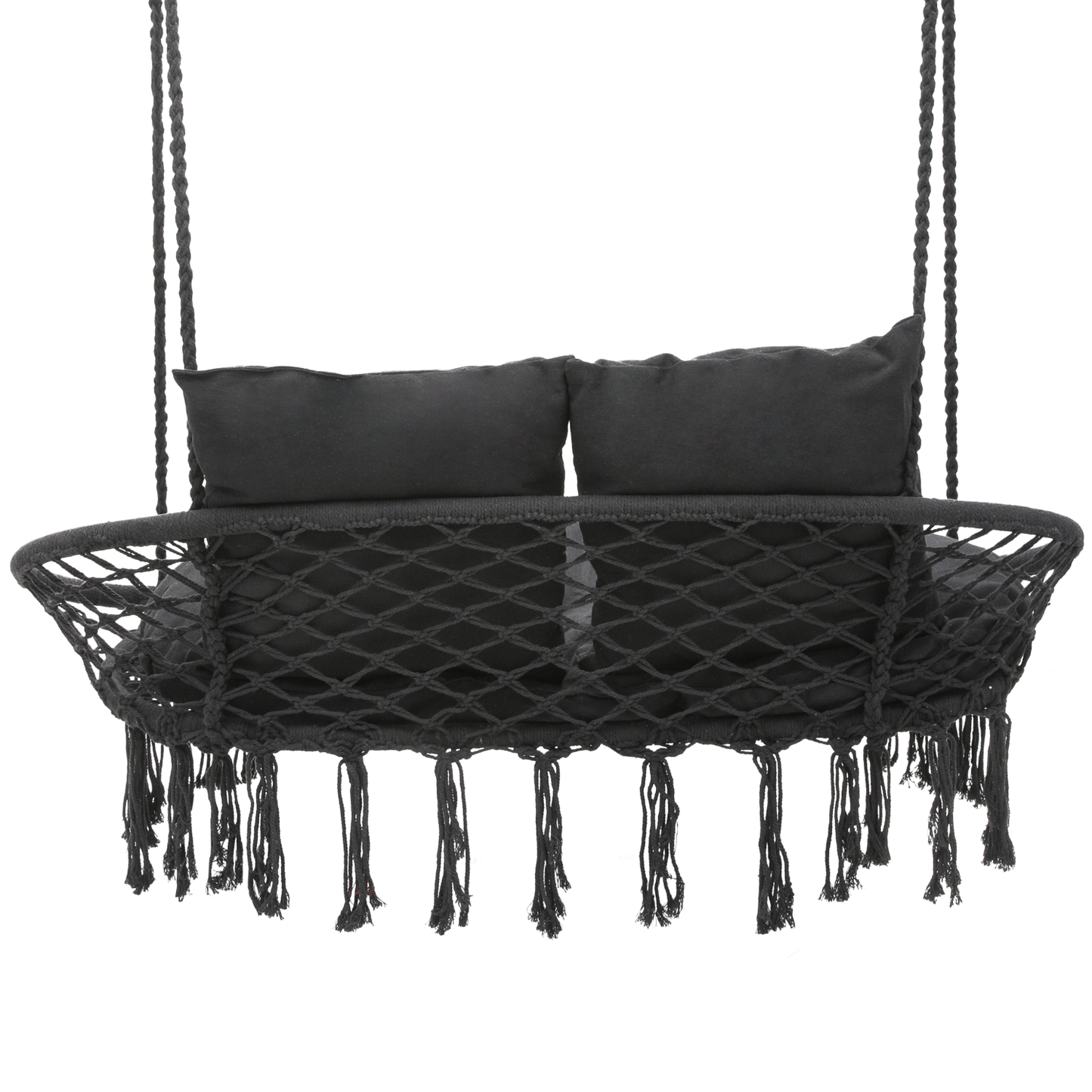 LoveSeat Hammock Chair - Macrame Hanging Rope Swing - 700 lbs - with Tassels