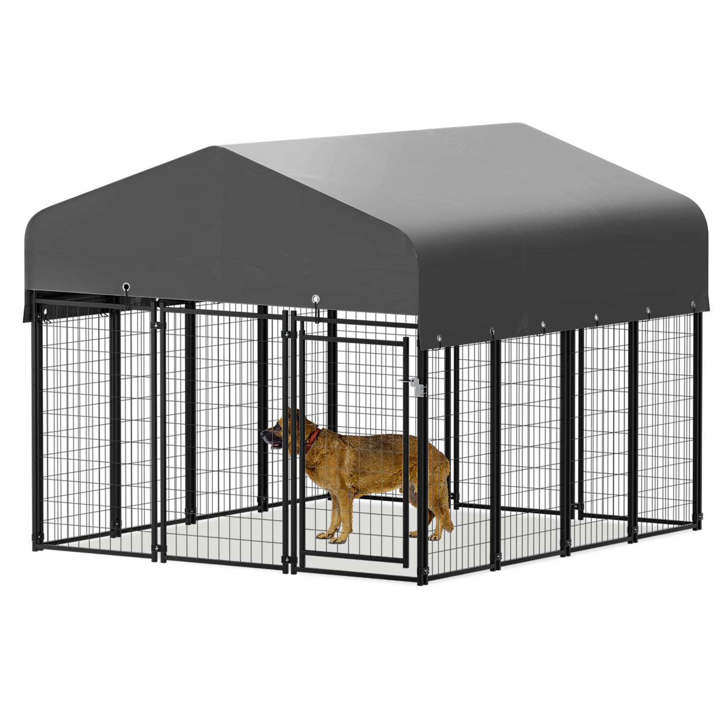 Yard Kennel 108 Length w Roof Cover Black