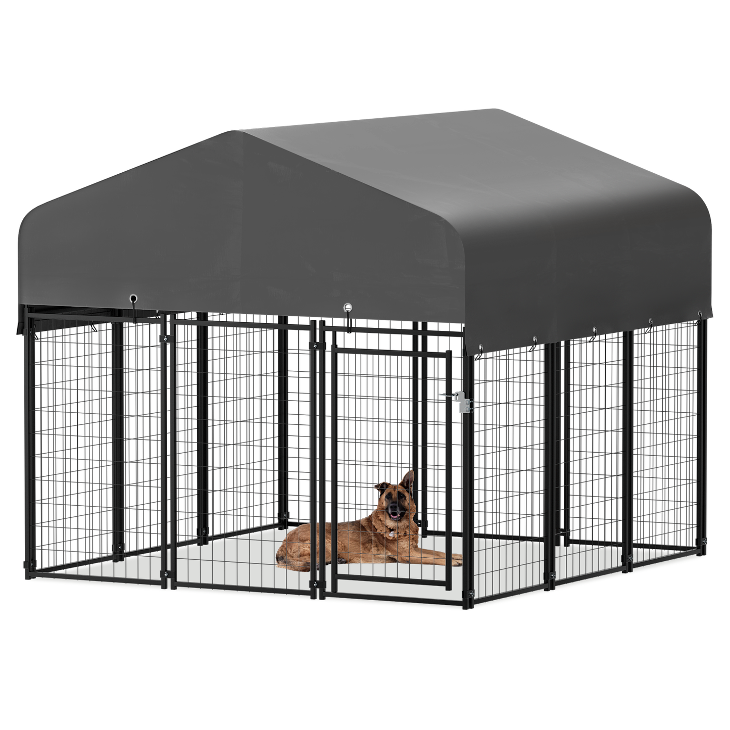 Yard Kennel - 87''Length  w/ Roof Cover - Black