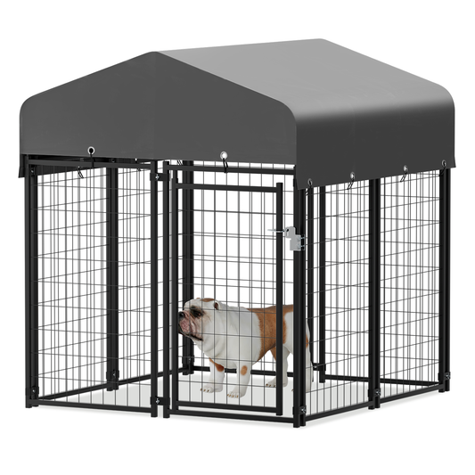 Yard Kennel - 51''Length w/ Roof Cover - Black