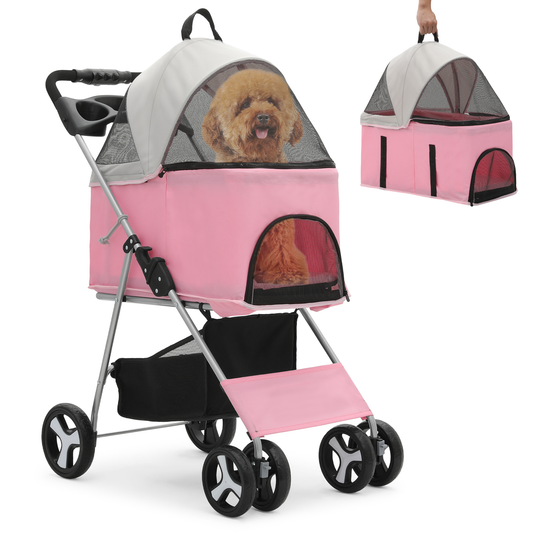 4 Wheels Pet Stroller - 28*19*38 inch - Detachable Basket