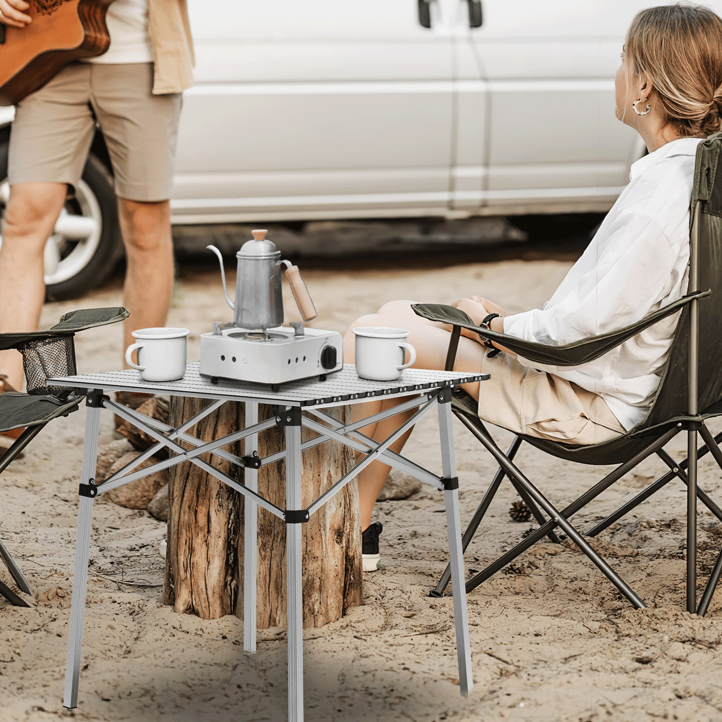 Aluminum Folding Table (L)27.8in. (W)27.0in. (H)27.8in.