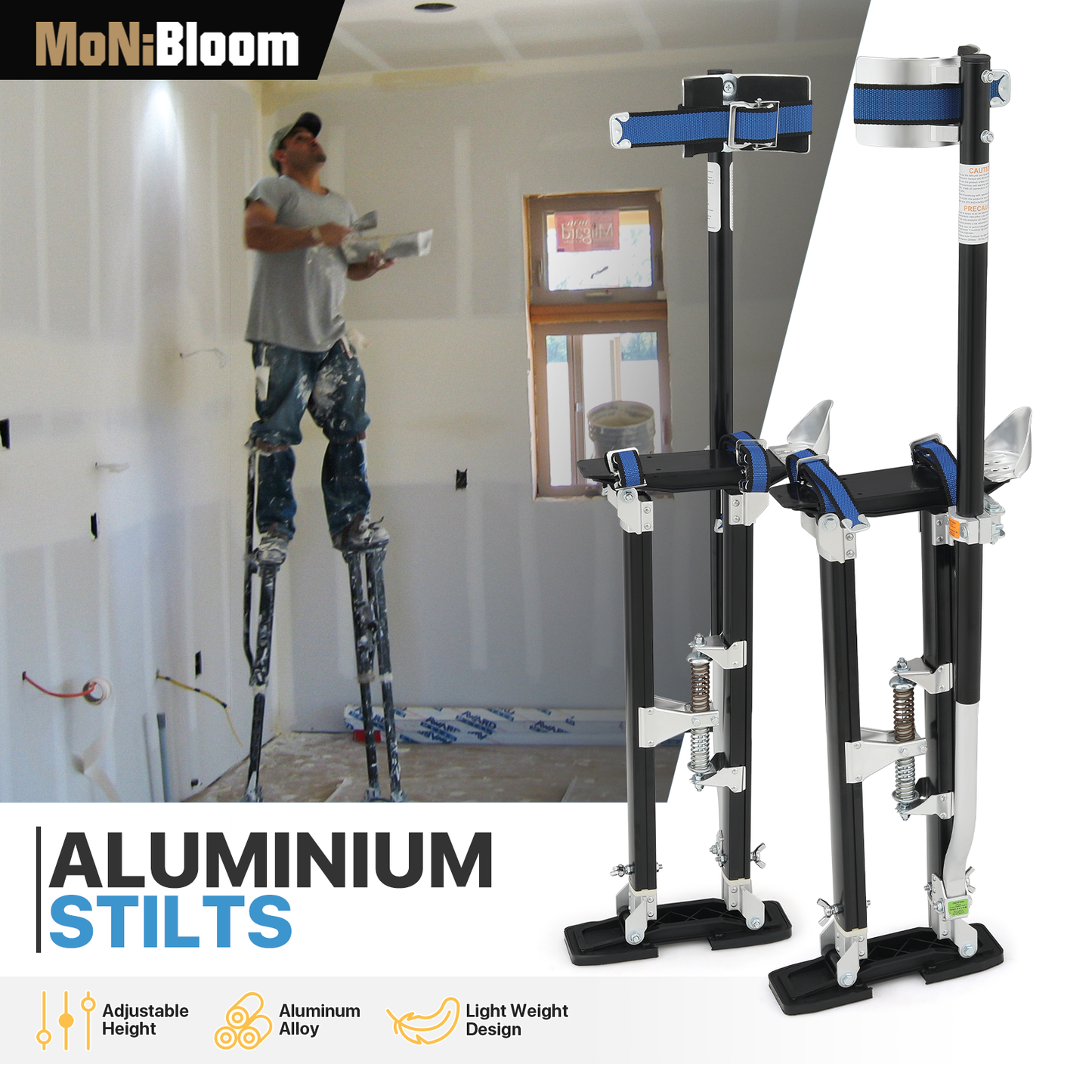 Adjustable Height Aluminium Stilts - 24"to 40" - 225 lbs Weight Capacity