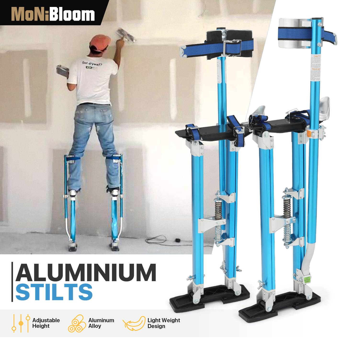 Adjustable Height Aluminium Stilts - 24"to 40" - 225 lbs Weight Capacity