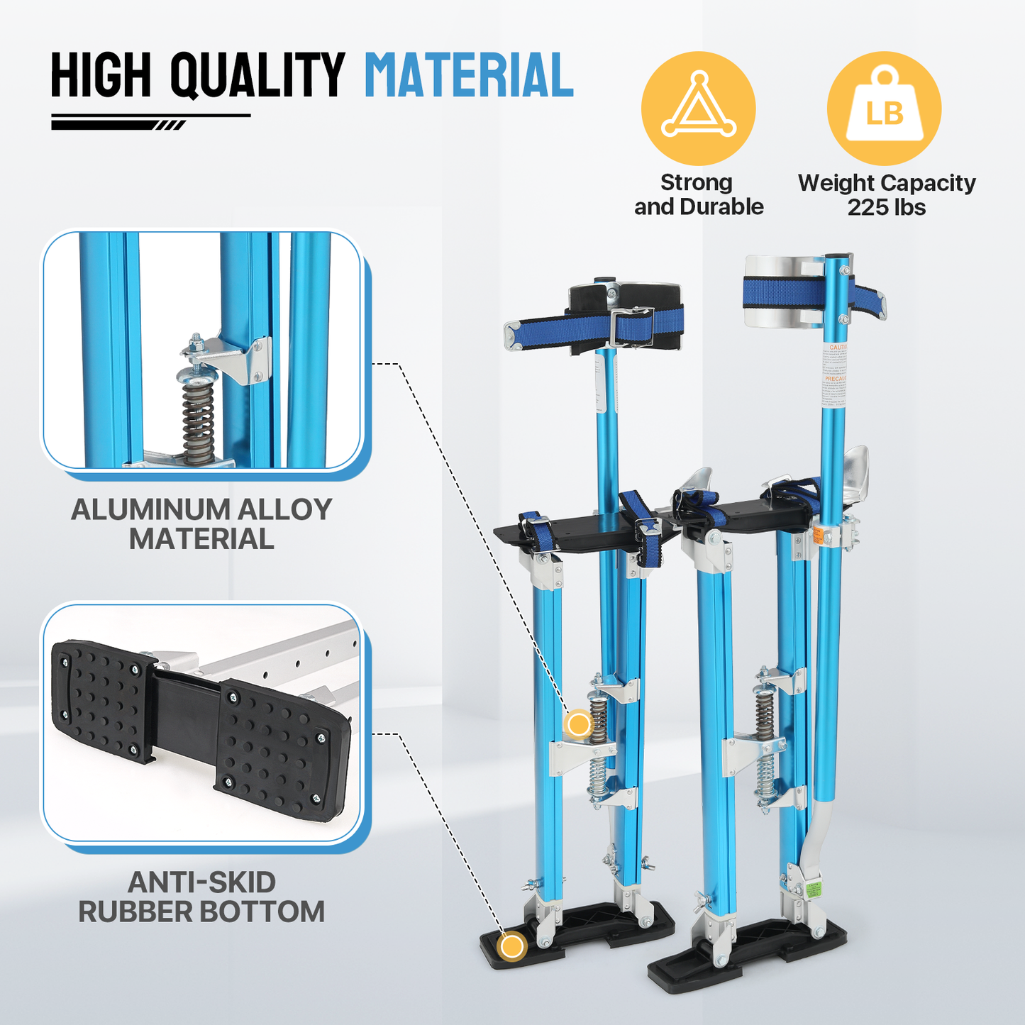 Adjustable Height Aluminium Stilts - 24"to 40" - 225 lbs Weight Capacity