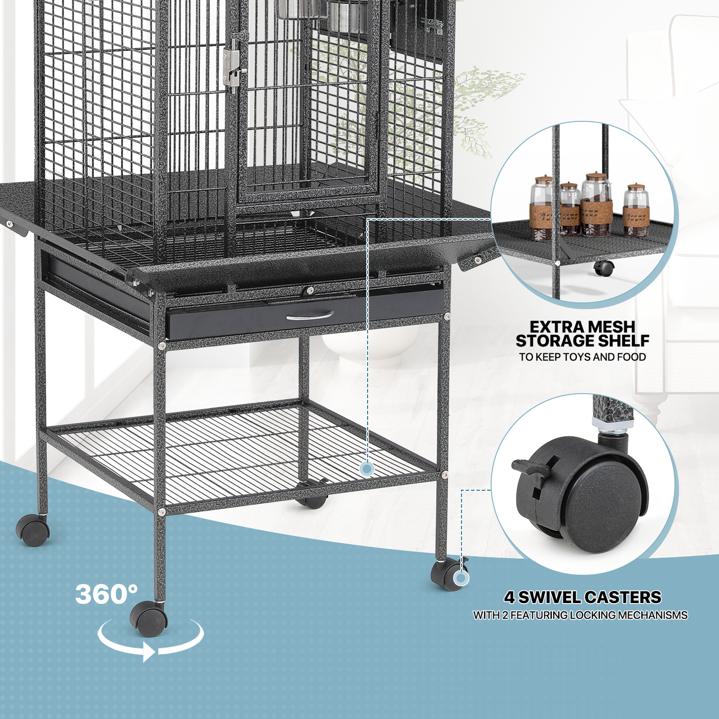 Bird Cage - Top Feed Area - Storage Shelf