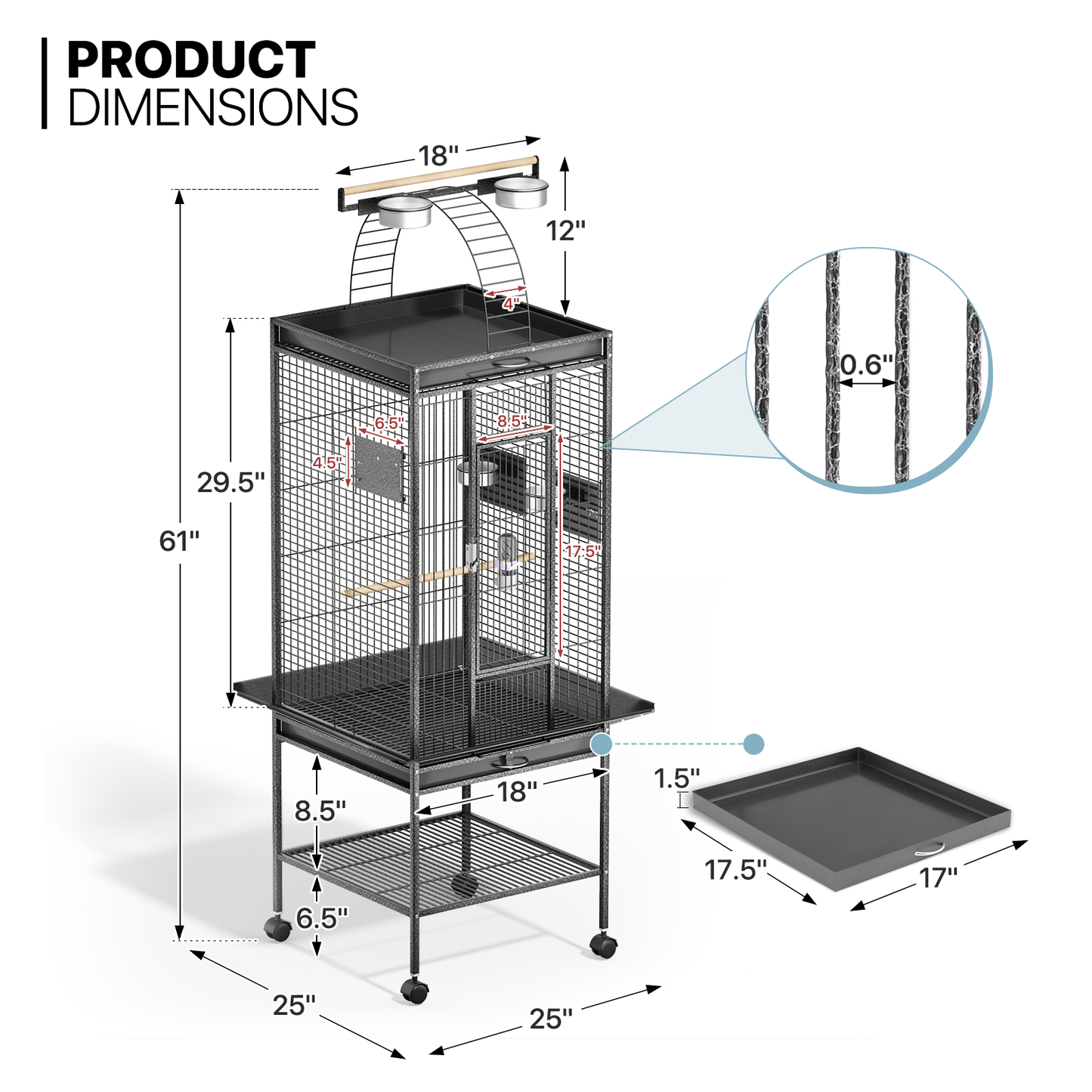 Bird Cage - Top Feed Area - Storage Shelf