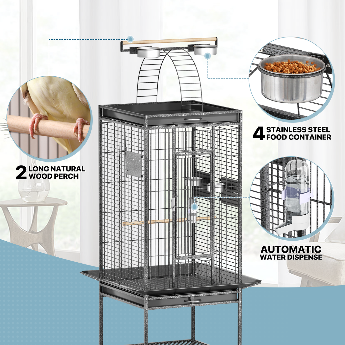 Bird Cage - Top Feed Area - Storage Shelf