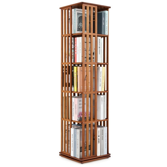 360-Degree Rotation Bookshelf - 5 Tiers - 14.5'' L 59'' H