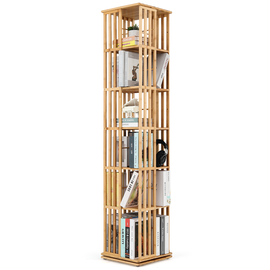 360-Degree Rotation Bookshelf - 6 Tiers - 14.5'' L 70'' H