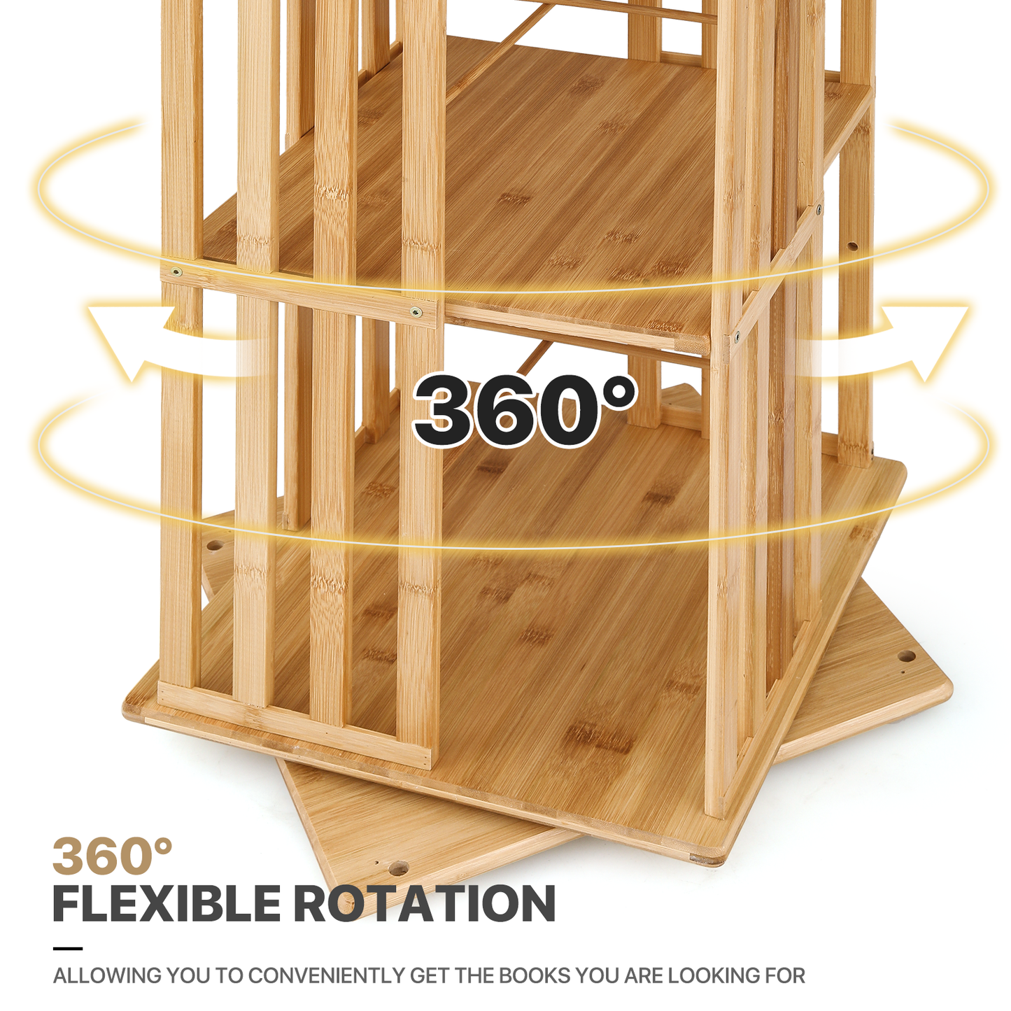 360-Degree Rotation Bookshelf - 6 Tiers - 14.5'' L 70'' H