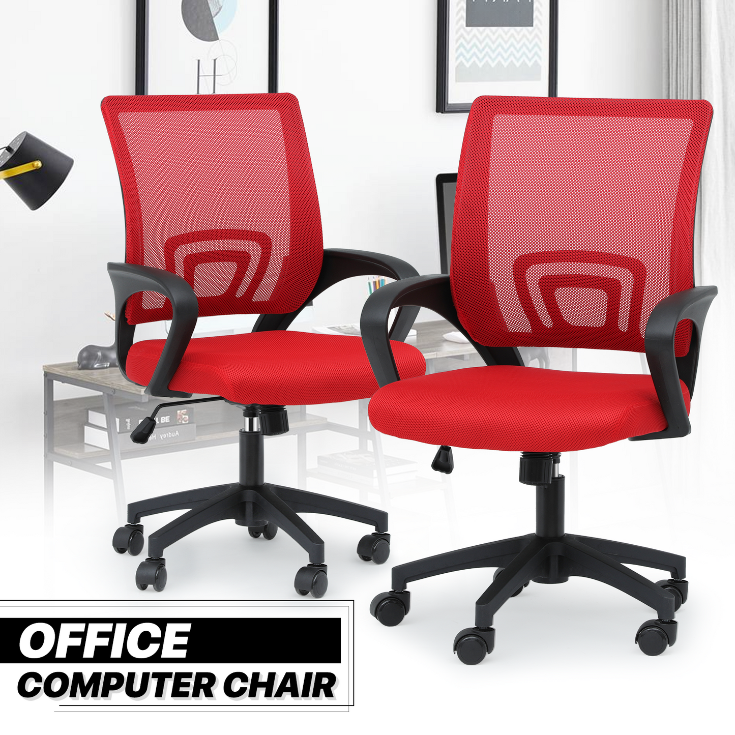 Adjustable Height Office Chair - 18" Seat Wide - Mesh Back